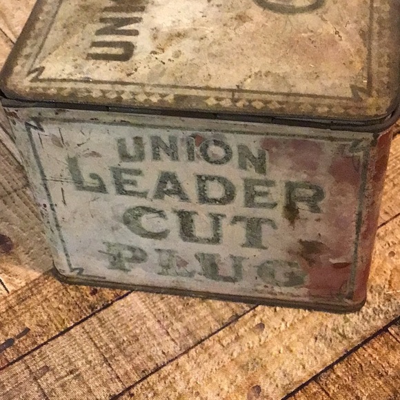 Union Leader cut plug chewing tobacco vintage tin Tobacciana - Picture 2 of 9